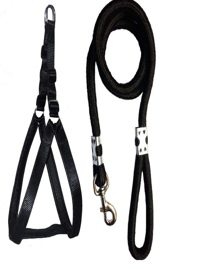 Skora Nylon Padded Adjustable Dog Harness and Leash Rope (1.25 Inch, Black) - Image 1
